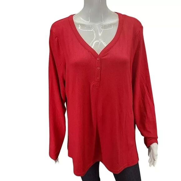 Mario Serrani Women's Henley Tunica, Red, S - Picture 1 of 4